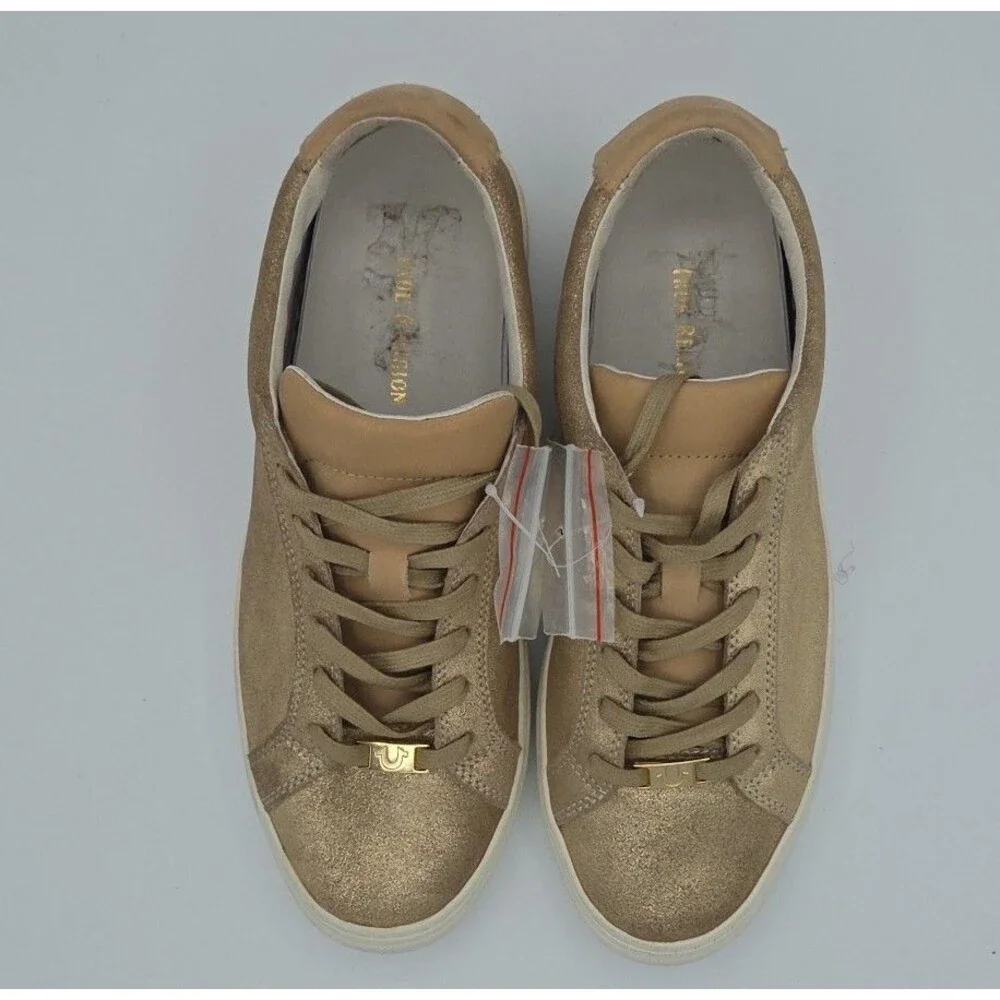 NWOB True Religion Women's Size 9 Gold Sneaker Athletic Shoes Lace Up